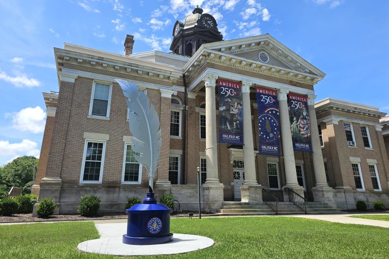 Quill Pen Monument in front of the Halifax County Historic Courthouse