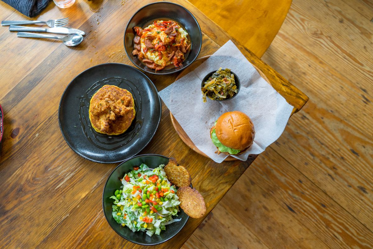 top town photo of food on table